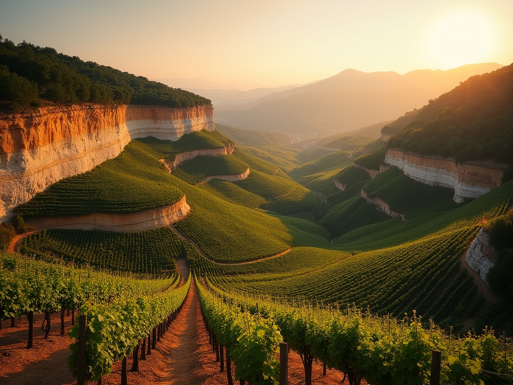 Paysage viticole montrant la topographie